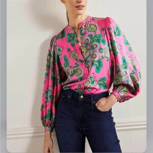 Boden Anna Blouson Sleeve Floral Blouse Wild Blooms